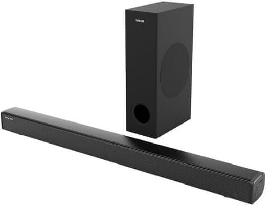 moderní bluetooth soundbar sencor ssb5500bw výborný 3d prostorový zvuk usb aux in optický vstup hdmi arc ekvalizér