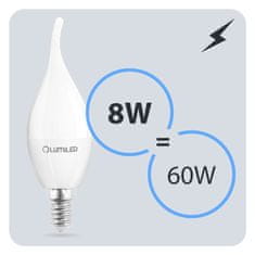 LUMILED 6x LED žárovka E14 BA35 8W = 60W 806lm 3000K Teplá bílá 180°