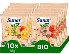 Sunar BIO křupky mix příchutí jahoda a mango 10 x 18 g