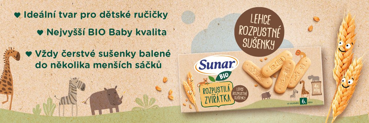 Sunar BIO sušenky Rozpustilá zvířátka 6 x 160 g