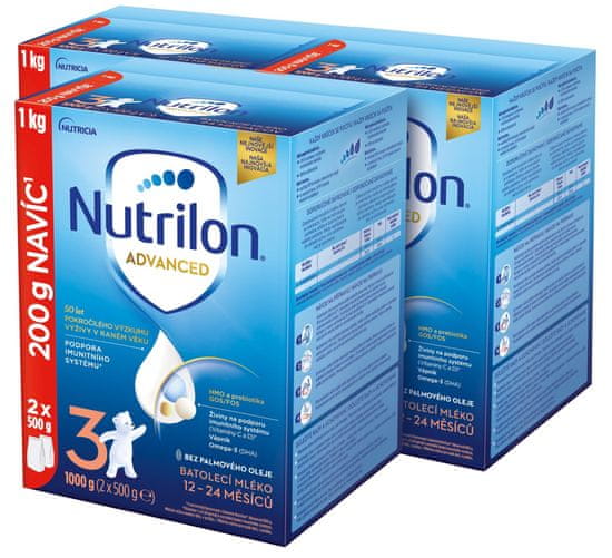 Nutrilon 3 Advanced batolecí mléko, 3 x 1 kg