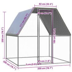 Vidaxl Klec pro kuřata stříbrná a šedá 2 x 2 x 2 m pozinkovaná ocel