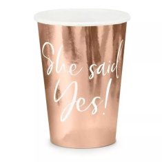 Párty kelímky She said yes - růžovo zlaté - rosegold - Rozlučka se svobodou - 220 ml - 6 ks