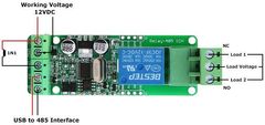 HADEX Modul relé Modbus RTU 1ch, napájení 12V, s rozhraním RS485 MCU