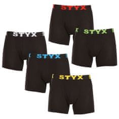 Styx 5PACK pánské boxerky long sportovní guma černé (5U9601) - velikost M