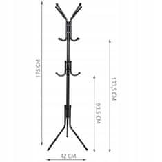 Northix Stojanový věšák 170 cm - černý 