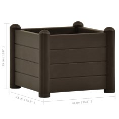 Vidaxl Vyvýšený záhon PP mocha 43 x 43 x 35 cm