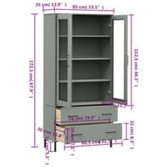 Vidaxl Knihovna s kovovými nohami šedá 85 x 35 x 172,5 cm masiv OSLO