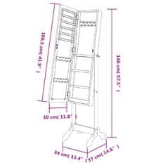 Vidaxl Volně stojící zrcadlo bílé 34 x 37 x 146 cm