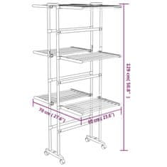Vidaxl 3patrový sušák na prádlo s kolečky stříbrný 60 x 70 x 129 cm