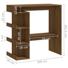 Vidaxl Barový stůl s úložným regálem hnědý dub 100 x 50 x 101,5 cm