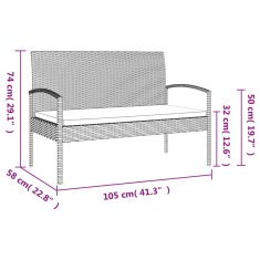 Vidaxl Zahradní lavice s poduškou hnědá 105 cm polyratan