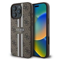 Guess Originální kryt GUESS hardcase 4G Printed Stripes MagSafe GUHMP16LP4RPSW for Apple iPhone 16 Pro , barva hnědá