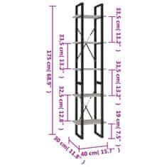 Vidaxl Knihovna s 5 policemi betonově šedá 40 x 30 x 175 cm kompozit