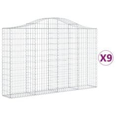 Vidaxl Klenuté gabionové koše 9 ks 200x30x120/140cm pozinkované železo