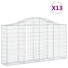 Vidaxl Klenuté gabionové koše 13ks 200x30x100/120cm pozinkované železo