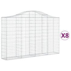 Vidaxl Klenuté gabionové koše 8 ks 200x30x120/140cm pozinkované železo