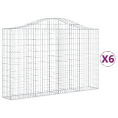 Vidaxl Klenuté gabionové koše 6 ks 200x30x120/140cm pozinkované železo