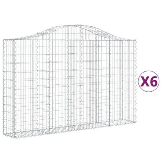 Vidaxl Klenuté gabionové koše 6 ks 200x30x120/140cm pozinkované železo