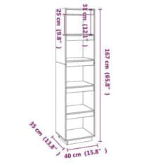 Vidaxl Knihovna / dělicí stěna šedá 40 x 35 x 167 cm masivní borovice