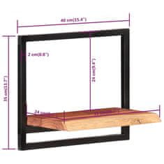 Vidaxl Nástěnné police 2 ks 40 x 24 x 35 cm masivní akácie a ocel