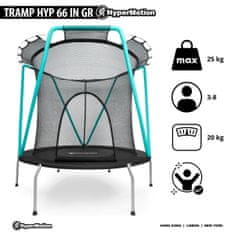 HyperMotion Mint trampolína 167cm s ochrannou sítí - pro děti 3-8 let - pro dům i zahradu