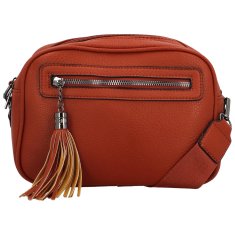 Sara Moda Stylová dámská koženková crossbody kabelka Venantie, tmavě oranžová