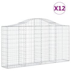 Vidaxl Klenuté gabionové koše 12ks 200x30x100/120cm pozinkované železo