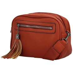 Sara Moda Stylová dámská koženková crossbody kabelka Venantie, tmavě oranžová