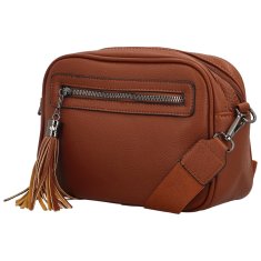 Sara Moda Stylová dámská koženková crossbody kabelka Venantie, hnědá