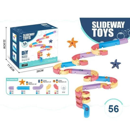 CAB Toys Slideway - Vodní skluzavka pro děti do vany 56 dílná