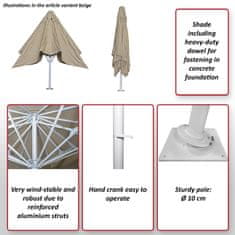 MCW Luxusní slunečník Gastronomy D20b, XXL slunečník na trhu, 5x5m (Ø7,2m) polyester/hliník 75kg ~ antracitová barva