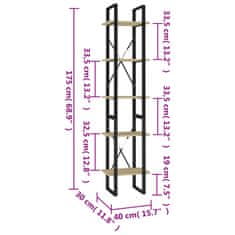 Vidaxl Knihovna s 5 policemi dub sonoma 40x30x175 cm kompozitní dřevo