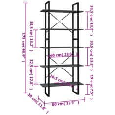 Vidaxl Knihovna s 5 policemi šedá 80 x 30 x 175 cm kompozitní dřevo