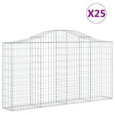 Vidaxl Klenuté gabionové koše 25ks 200x30x100/120cm pozinkované železo