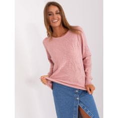 Wool Fashion Dámský svetr s kulatým výstřihem STINA světle růžový AT-SW-2231.99P_401704 Univerzální