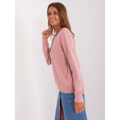 Wool Fashion Dámský svetr s kulatým výstřihem STINA světle růžový AT-SW-2231.99P_401704 Univerzální