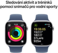 Apple Watch Series 10 GPS + Cellular 46mm, Silver Aluminium Case, Denim Sport Band - S/M (MWY03QC/A)