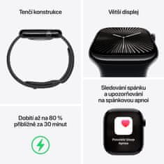 Apple Watch Series 10 GPS 46mm, Silver Aluminium Case, Denim Sport Band - S/M (MWWL3QC/A)