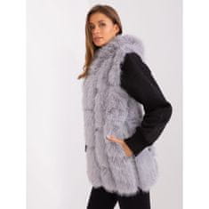 Wool Fashion Dámská vesta z umělé kožešiny se zapínáním na zip SAYLT šedá AT-KZ-2379.96P_402881 S-M