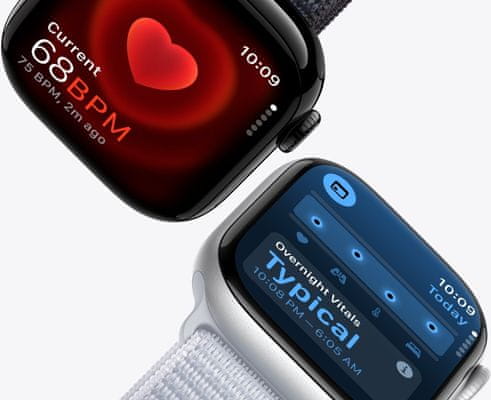 Inteligentné hodinky Apple Watch Series 10 gps Apple Pay Retina displej vodoodolnosť WR50 pre plávanie detekcie autonehody nové funkcie fázy spánku SOS volanie krytie proti prachu akcelerometer GPS stále zapnutý EKG monitorovanie tepu srdcovej činnosti hudobný prehrávač volanie notifikácia NFC platby Apple Pay hluk App Store Senzor pre snímanie okysličenia krvi meranie fyzickej kondície VO2 max automatické privolanie pomoci ovládanie dvojitým poklopaním