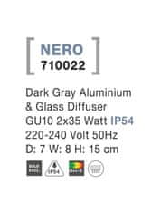 Nova Luce NOVA LUCE venkovní nástěnné svítidlo NERO tmavě šedý hliník skleněný difuzor GU10 2x7W 220-240V IP54 bez žárovky světlo nahoru a dolů 710022