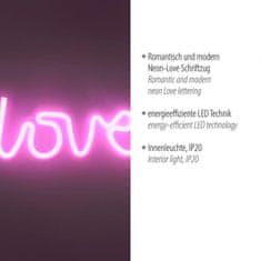 PAUL NEUHAUS LEUCHTEN DIREKT is JUST LIGHT LED nástěnné svítidlo růžová, LOVE nápis, USB, šňůrový vypínač, dekorativní LD 85021-87