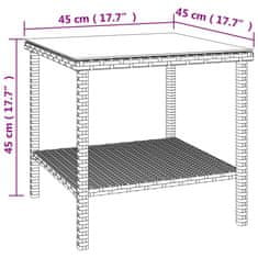 Vidaxl Odkládací stolek černý 45 x 45 x 45 polyratan a tvrzené sklo