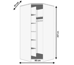 IDZCZAK MEBLE Rohová šatní skříň SZANTAL 95 cm dub sonoma