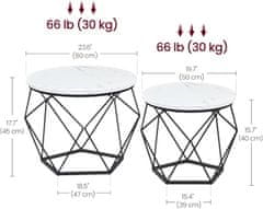 Songmics Sada 2 ks odkládacích stolků Vasagle Elezi II bílý mramor/černá