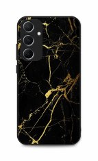 TopQ Kryt LUXURY Samsung A15 pevný Marble černo-zlatý 128822