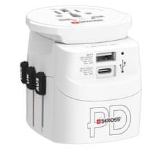 Skross cestovní adaptér PRO Light USB AC30PD World, 7A max., USB A+C, PD 30W, UK+USA+Austrálie/Čína, PA46USBC-PD30