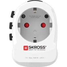 Skross cestovní adaptér PRO Light USB AC30PD World, 7A max., USB A+C, PD 30W, UK+USA+Austrálie/Čína, PA46USBC-PD30