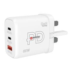 Skross USB A+C nabíjecí adaptér Power charger 65W GaN UK, Power Delivery, typ G, DC57UK-PD65